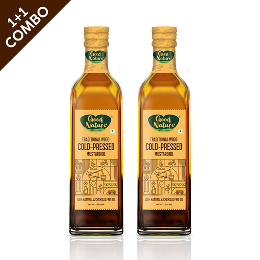 Good Nature's Wood Cold Pressed Mustard Oil | 1+1 Combo Pack 2L