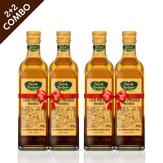 Good Nature's Wood Cold Pressed Mustard Oil | 2+2 Combo Pack 4L