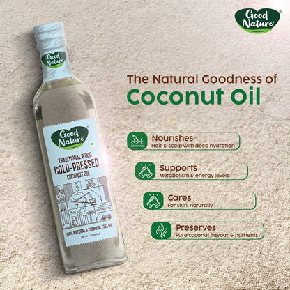 Good Nature's Wood Cold Pressed Coconut Oil ( Plastic Bottle )